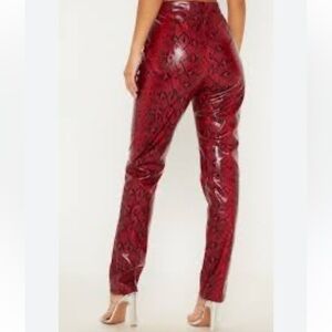 HARLOW Australia Petite Snakeskin Print Faux Leather Pants Petite Sz 6 Red Woman